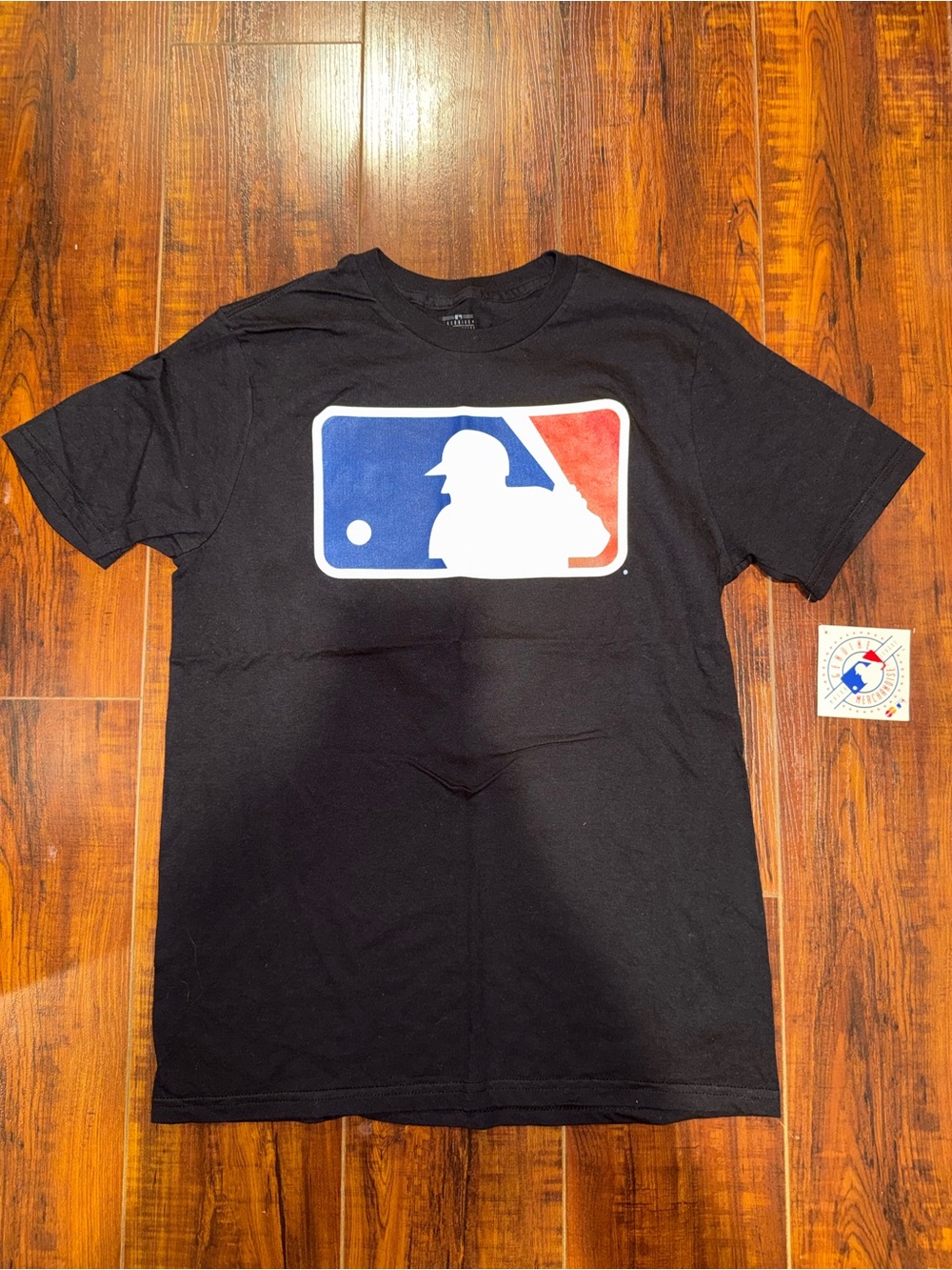 Genuine Merchandise Black Tee with Red & Blue MLB Logo